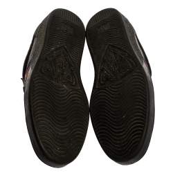 Gucci Black Leather Ace Web Bee Low Top Lace Up Sneakers Size 42.5