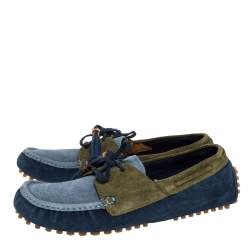 مملوكة مسبقًا حذاء لوفرز غوتشي مزين دلاية شراشيب طراز سليب أون جلد و سويدي ثلاثي اللون مقاس 44.5 