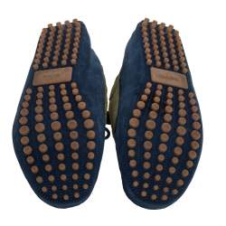 مملوكة مسبقًا حذاء لوفرز غوتشي مزين دلاية شراشيب طراز سليب أون جلد و سويدي ثلاثي اللون مقاس 44.5 