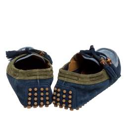 مملوكة مسبقًا حذاء لوفرز غوتشي مزين دلاية شراشيب طراز سليب أون جلد و سويدي ثلاثي اللون مقاس 44.5 