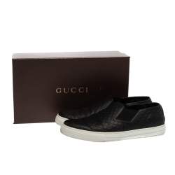 مملوكة مسبقًا حذاء رياضي غوتشي طراز سليب أون جلد غوتشيسيما أسود مقاس 44.5