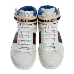 Gucci White Leather Ace High Top Sneakers Size 43