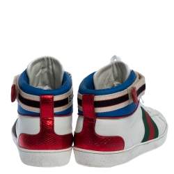 Gucci White Leather Ace High Top Sneakers Size 43