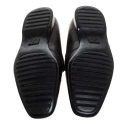 مملوكة مسبقًا Gucci Black Leather Horsebit Web Detail Slip On Loafers Size 43