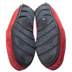 مملوكة مسبقًا Gucci Maroon Suede Leather Horsebit Slip On Loafers Size 43.5