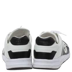 Gucci Black/White Leather Interlocking GG Lace Up Low Top Sneakers Size 43