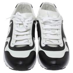 Gucci Black/White Leather Interlocking GG Lace Up Low Top Sneakers Size 43
