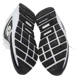 Gucci Black/White Leather Interlocking GG Lace Up Low Top Sneakers Size 43