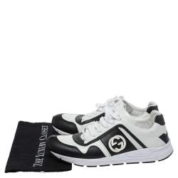 Gucci Black/White Leather Interlocking GG Lace Up Low Top Sneakers Size 43