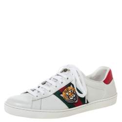 Gucci Black Leather Tiger Patch High Top Sneakers Size 42 Gucci
