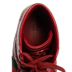 Gucci Red Guccissima Leather Viaggio Web Detail High Top Sneakers Size 42.5