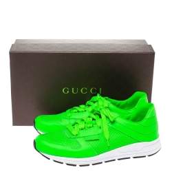 Gucci Green Perforated Leather Low Top Sneakers Size 43