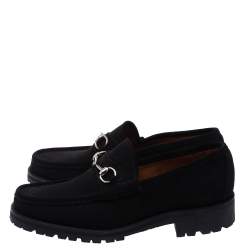 مملوكة مسبقًا Gucci Black Suede 1953 Horsebit Loafers Size 43.5