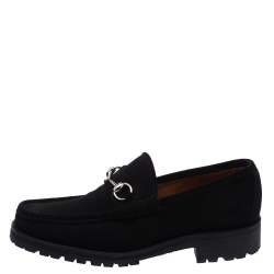 مملوكة مسبقًا Gucci Black Suede 1953 Horsebit Loafers Size 43.5