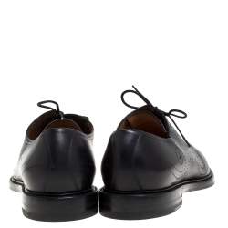 Pre Owned حذاء ديربي غوتشي فرينغ جلد بروغي أسود مقاس 44