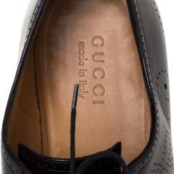 Pre Owned حذاء ديربي غوتشي فرينغ جلد بروغي أسود مقاس 44