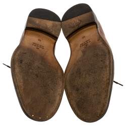 Pre Owned Gucci Tan Bee Brogue Detail Leather Lace Up Oxford Size 44