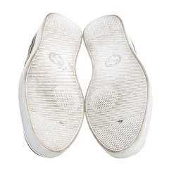 Pre Owned حذاء رياضي غوتشي كانفاس سوبريم جي جي و جلد بيج / أزرق مقاس 45