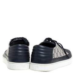 Pre Owned حذاء رياضي غوتشي كانفاس سوبريم جي جي و جلد بيج / أزرق مقاس 45