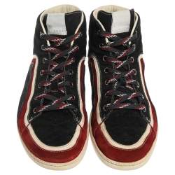 Gucci Tricolor Suede Leather Zig Zag High Top Sneakers Size 44.5