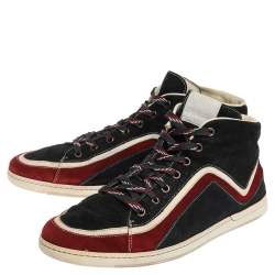 Gucci Tricolor Suede Leather Zig Zag High Top Sneakers Size 44.5