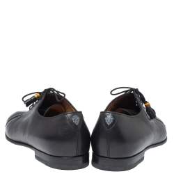 Pre Owned Gucci Black Leather Bamboo Tassel Lace Up Oxfords Size 43