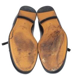 Pre Owned Gucci Black Leather Bamboo Tassel Lace Up Oxfords Size 43