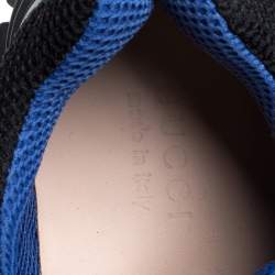 Pre Owned حذاء رياضي غوتشي فلاشترك شبك جلد أسود/ رمادي مقاس 41