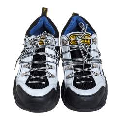 Pre Owned حذاء رياضي غوتشي فلاشترك شبك جلد أسود/ رمادي مقاس 41