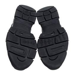 Pre Owned حذاء رياضي غوتشي فلاشترك شبك جلد أسود/ رمادي مقاس 41