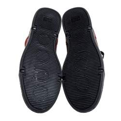Gucci Red Leather And Suede High-Top Sneakers Size 40