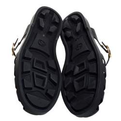 Pre Owned صندل غوتشي فتحة كعب رأس أسد مطاط جي جي أسود مقاس 44