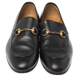 Pre Owned Gucci Black Leather Horsebit Loafers Size 42.5