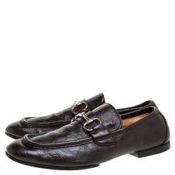 Pre Owned Gucci Brown Guccissima Leather Horsebit Loafers Size 42.5