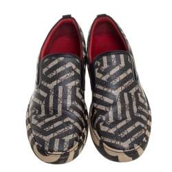 مملوكة مسبقًا Gucci Beige/Black GG Caleido Canvas Dublin Slip-on Sneakers Size 42