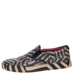 مملوكة مسبقًا Gucci Beige/Black GG Caleido Canvas Dublin Slip-on Sneakers Size 42