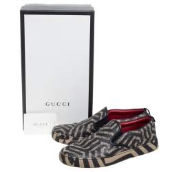 مملوكة مسبقًا Gucci Beige/Black GG Caleido Canvas Dublin Slip-on Sneakers Size 42