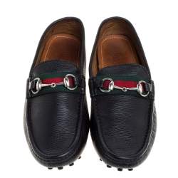 Pre Owned حذاء لوفرز غوتشي دريفر تفاصيل ويب هورسبيت جلد أسود مقاس 41.5