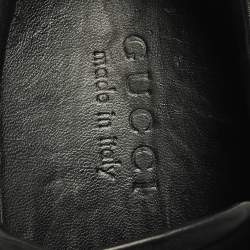Gucci Black Leather and Suede Web G Low Top Sneakers Size 41.5