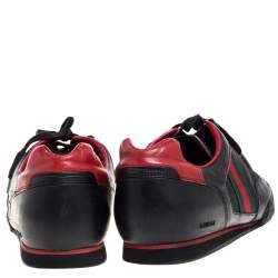 Gucci Black/Red Mesh Fabric and Leather Vintage Tennis Web Low Top Sneakers Size 45