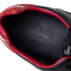 Gucci Black/Red Mesh Fabric and Leather Vintage Tennis Web Low Top Sneakers Size 45