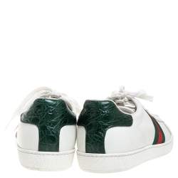Gucci White Leather Ace Web Detail Low Top Sneakers Size 40