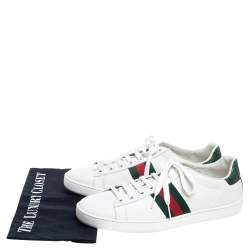 Gucci White Leather Ace Web Detail Low Top Sneakers Size 40