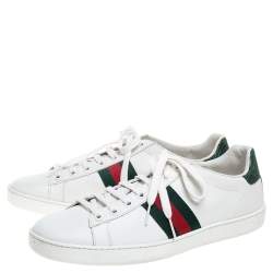 Gucci White Leather Ace Web Detail Low Top Sneakers Size 40