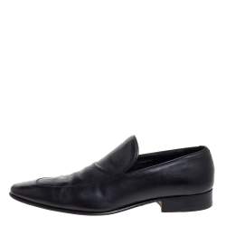 Gucci Black Leather Slip On Loafers Size 43