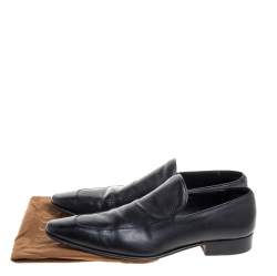 Gucci Black Leather Slip On Loafers Size 43
