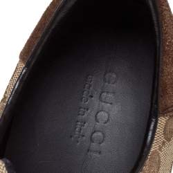 مملوكة مسبقًا Gucci Beige/Brown GG Canvas And Suede Leather Web Detail Low Top Sneakers Size 42.5