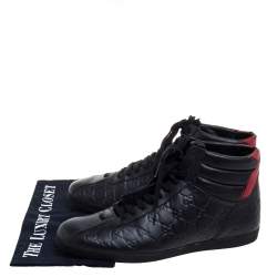 Pre Owned حذاء رياضي غوتشي مرتفع من أعلى جلد غوتشيسيما أحمر/ أسود مقاس 41