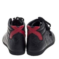 Pre Owned حذاء رياضي غوتشي مرتفع من أعلى جلد غوتشيسيما أحمر/ أسود مقاس 41