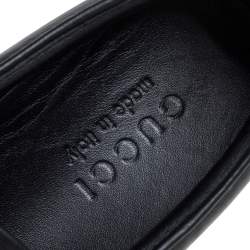 Pre Owned Gucci Black Leather Snake Print Slip On Sneakers Size 40.5